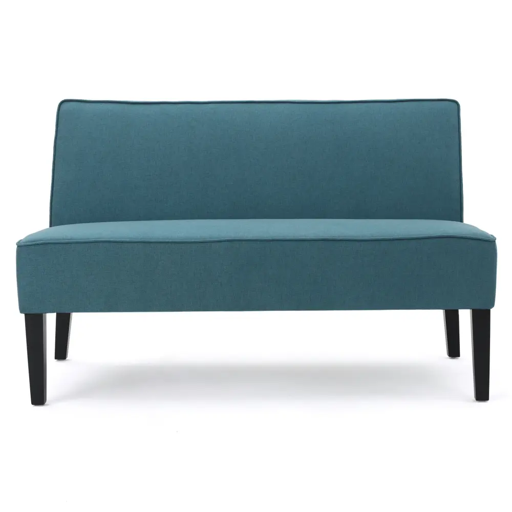 Contemporary Loveseat Upholstered Fabric And Birch Wood Legs Rust-Resistant Finish