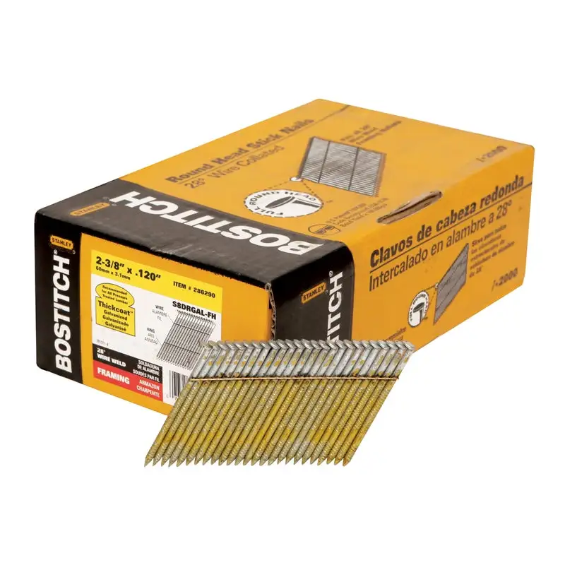 Bostitch 2-3/8 Inch Angled Strip Galvanized Nails 28 Degree 2000 Pack