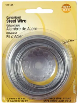 Hillman 123105 Galvanized Wire 110 Feet 18 Gauge Crafting or Fencing Hillman Fasteners
