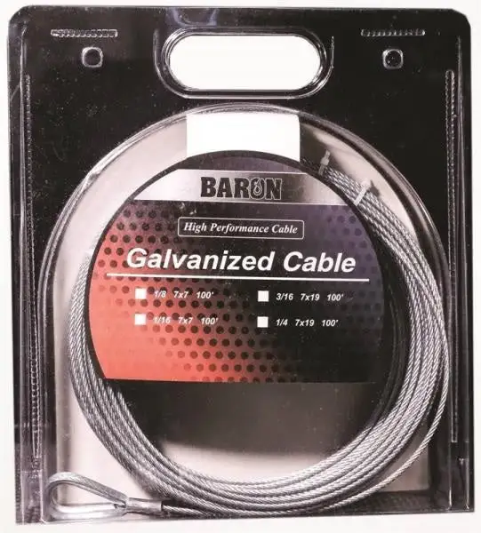 Baron 1/4 x 50 Feet Pre-Cut Galvanized Cable Heavy Duty Applications