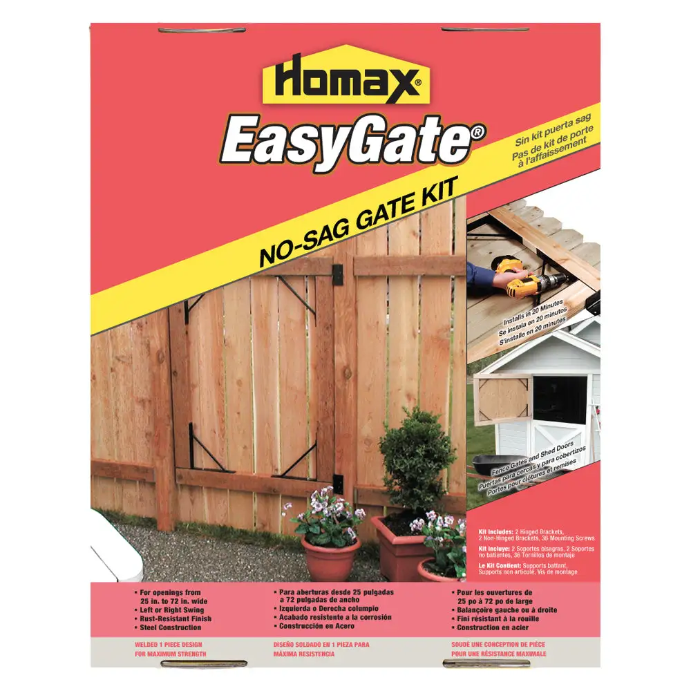 Homax 80099 EasyGate No-Sag Bracket Gate Kit Steel Construction Durable Gate Installation