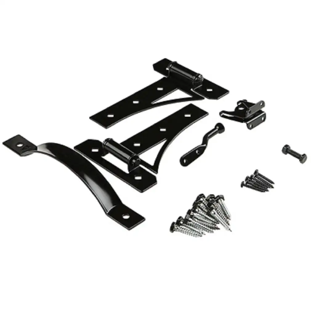 National Hardware N109-314 Black Gate Suite Kit Hinges Secure Installation