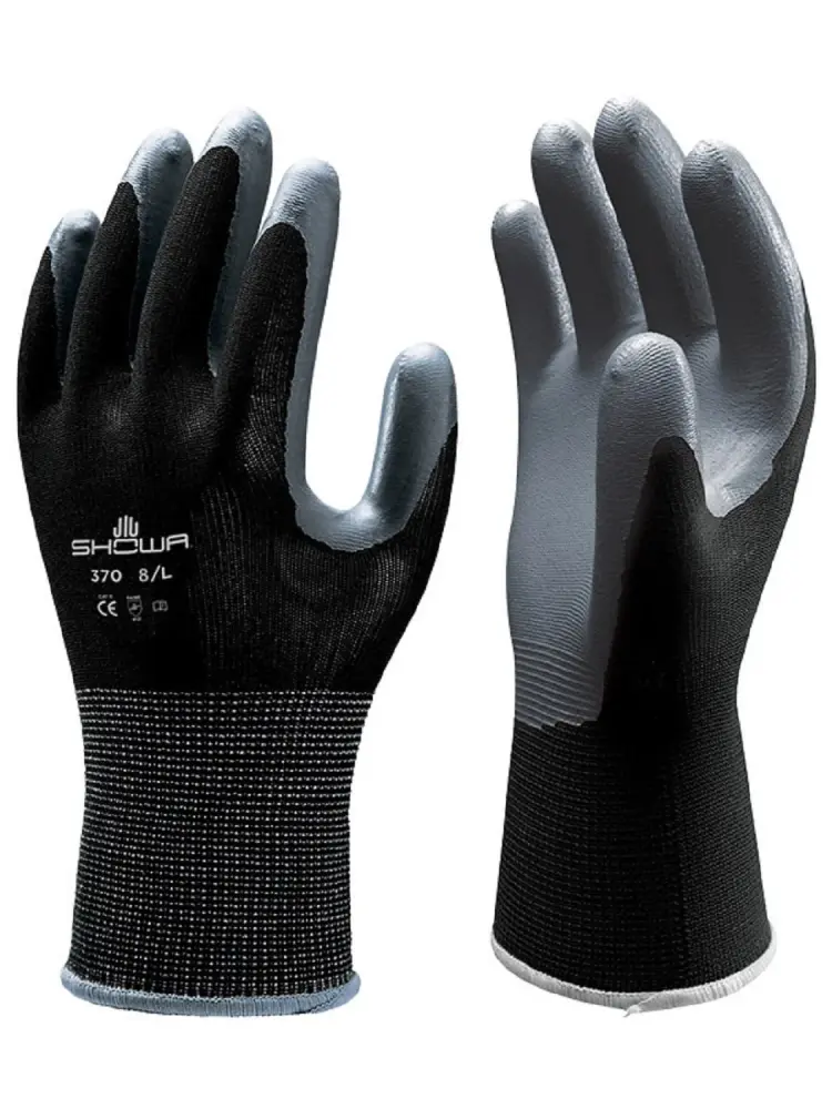 12 Pair - Showa Atlas 370 Ebony Work Gloves (1 Dozen)