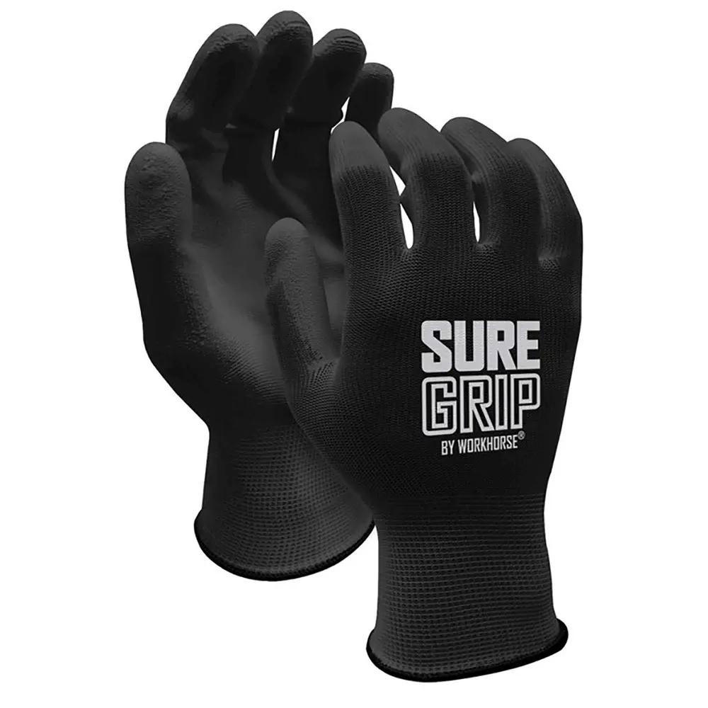 Polyester Knit Gloves Polyurethane Coated Palms, X-Large