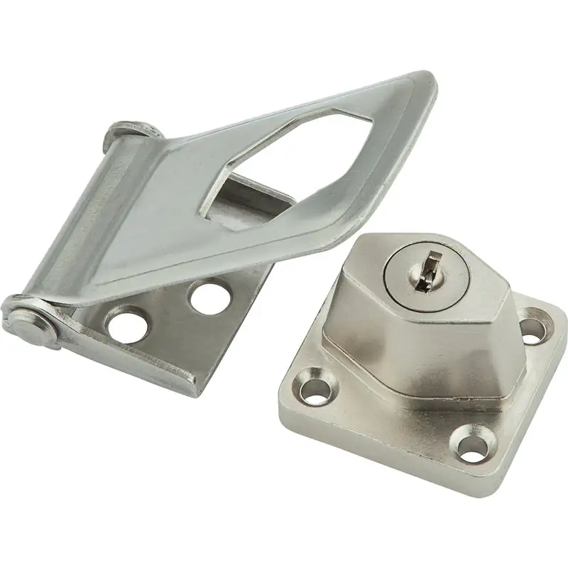 National Hardware Brushed Stainless Steel Keyed Hasp Lock 3-1/2 Inch Pack 5