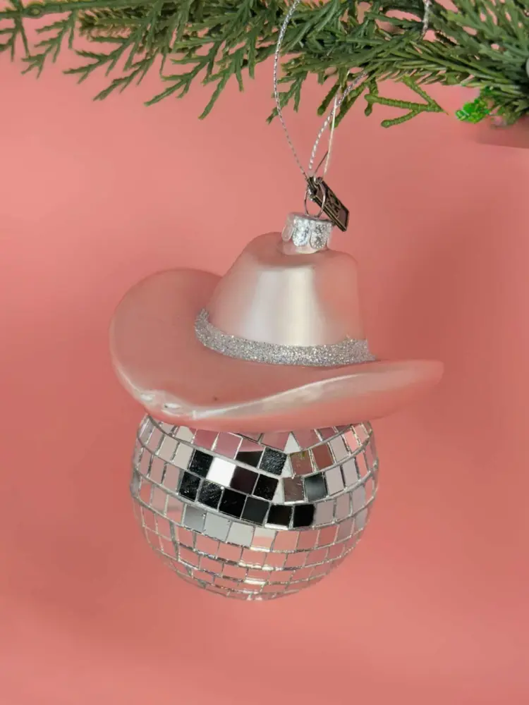 Pink Shiny Cowboy Hat Ornament 4.25"