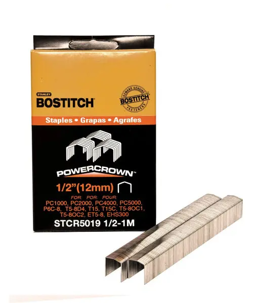 Bostitch STCR50191/2-1M Heavy-Duty PowerCrown Staples 1/2 Inch 1000-Pack