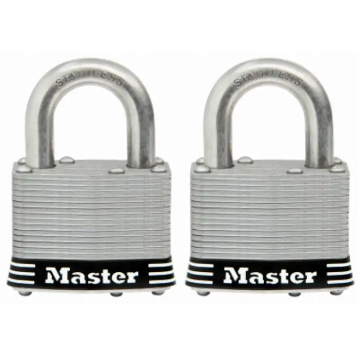 Master Lock 5SSTHC Laminated Padlock 1 Stainless Steel Shackle 2 Pack