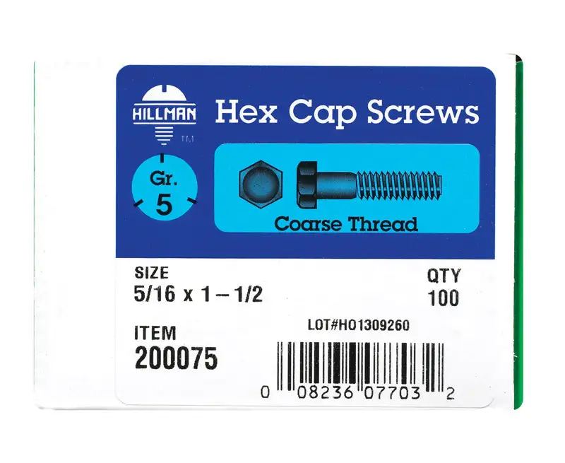 Hillman 5/16-18 . D X 1 . L Stainless Steel Hex Head Cap Screw 100 Pack