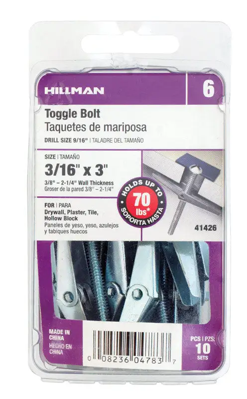 Hillman 3/16 . D X 3/16 . L Metal Pan Head Hollow Wall Anchors 15 Pack