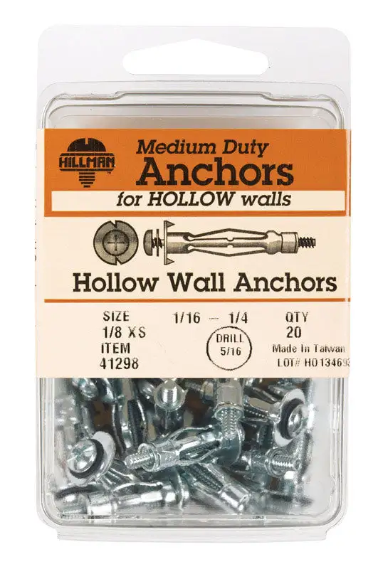 Hillman 1/8 . D x 1/8 . L Metal Pan Head Hollow Wall Anchors 20 Pack