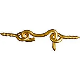 Solid Brass Hook & Eye 1-1/2-Inch 2-Pack Doors and Cabinets National Hardware