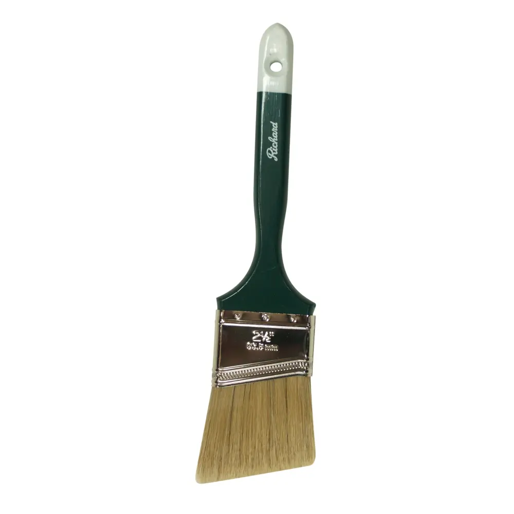 2 1/2’’ Angular Paint Brush, Premier Series, White Bristle, Long Sage Handle, White Toe Comfort Grip