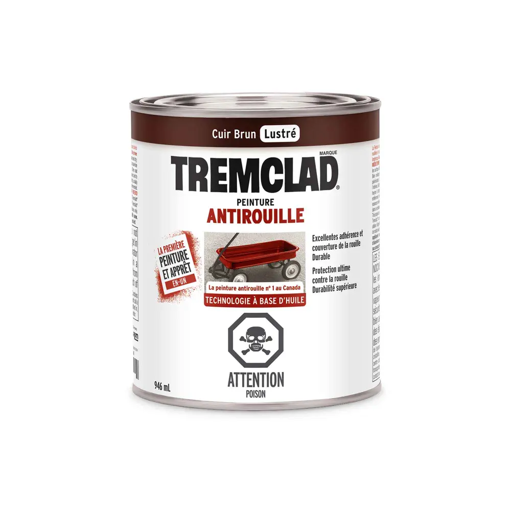 Tremclad Flat Alkyd Rust Paint Gloss Leather Espresso, 946 ml