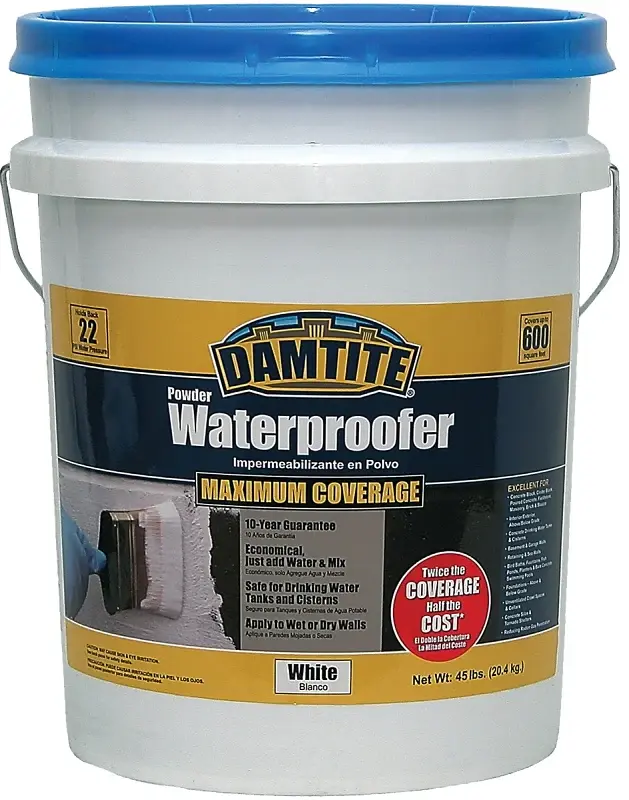 Damtite 01451 Powder Waterproofer, Snow, Powder, 45 lb Pail