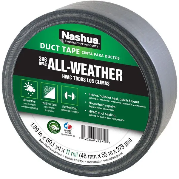 Nashua 1086188 All-Weather HVAC Duct Tape Silver 11 Mil 1.89 Inch x 60 Yards Durable Adhesive