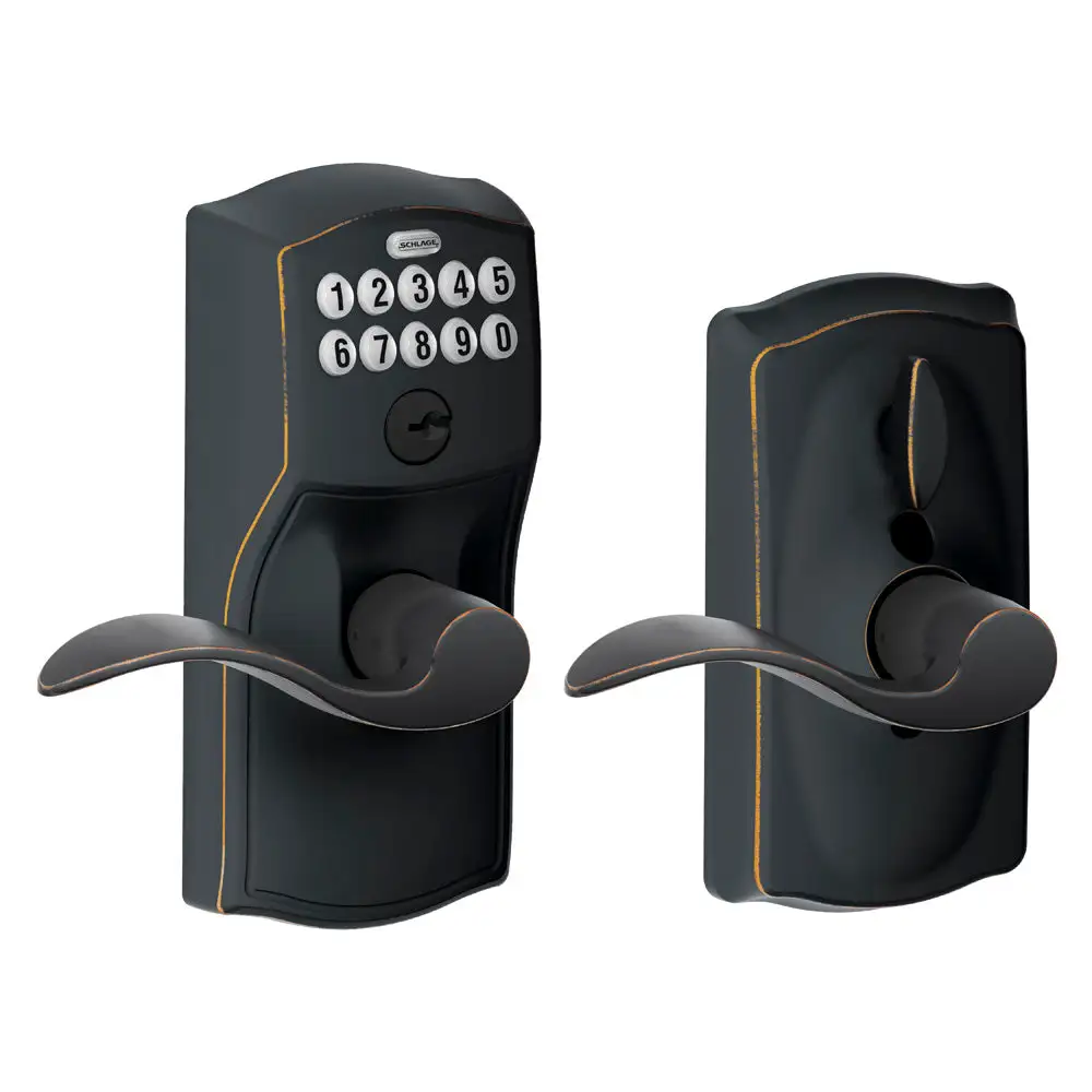 Plymouth Keypad Entry Door Lock Flex-Lock and Accent Style Levers - Home Hardware Tools Schlage