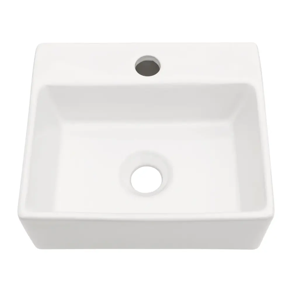 Ceramic Rectangle Wall Mount Bathroom Sink Single Faucet Hole