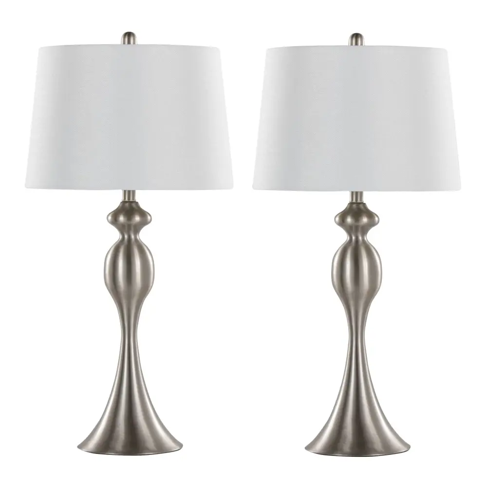 Fabric Drum Ashland - Contemporary Table Lamp place 2) - Nickel / White