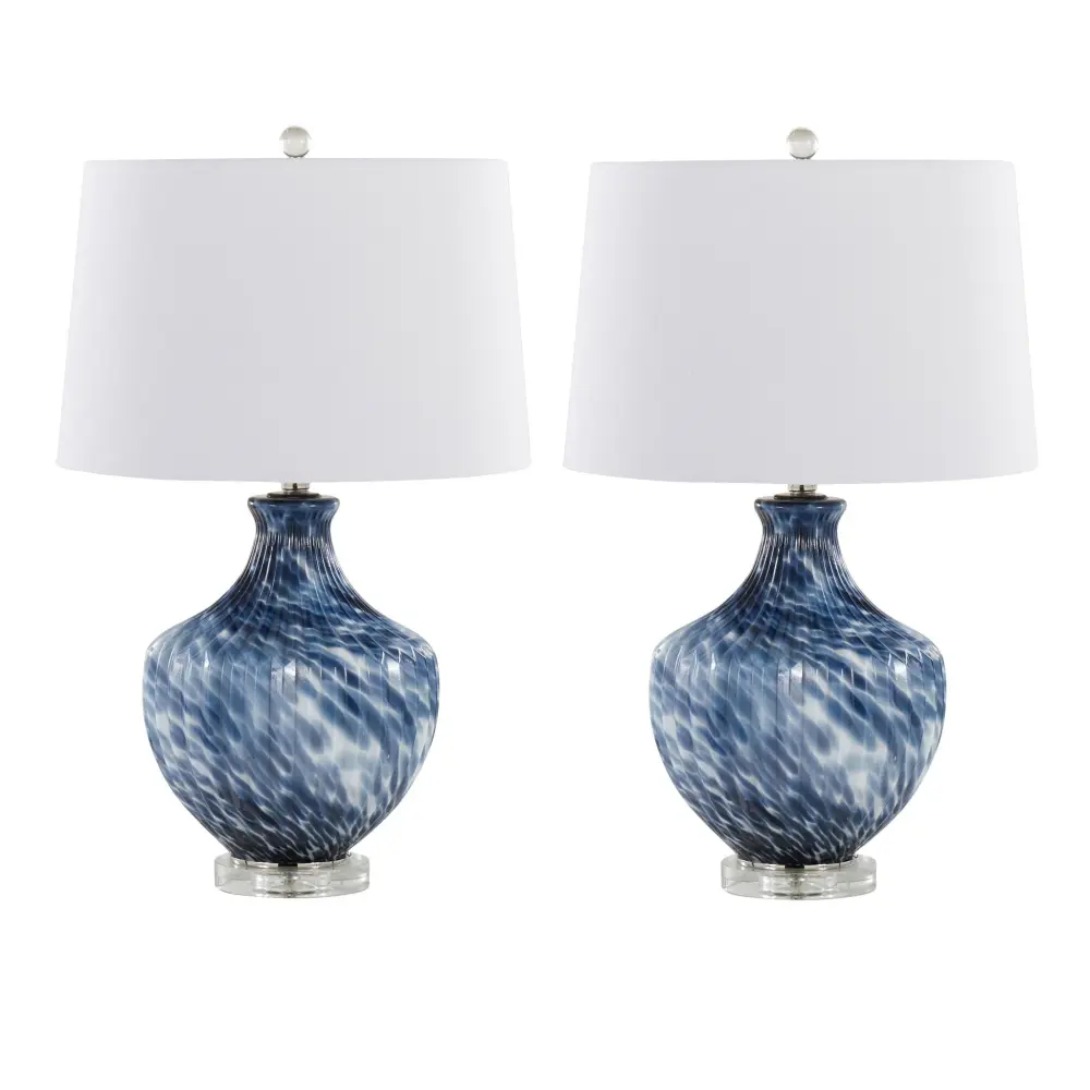 Lotus - Contemporary Table Lamp (Set 2) - True Navy / Gold / Smooth Nickel / Clear Crystal Frosted White