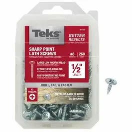 260-Pack 1/2-Inch x #8 Sharp Point Lathe Screws Teks