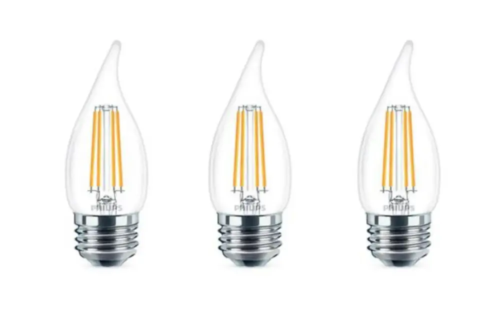 Philips 60-Watt Equivalent B11 Dimmable Edison LED Candle Buoyant Bulb Glass Bent Tip Medium Base Daylight (5000K) (3-Pack...
