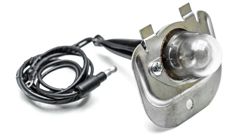 Energy Efficient License Plate Bulb Housing w/Lens & Wiring Pigtail, 1966-77 Ford Bronco