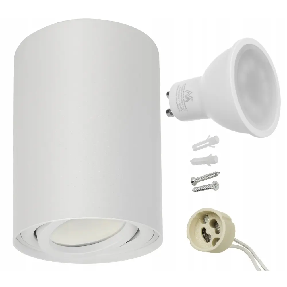 Maclean round plafond snow MCE422 + LED bulb GU10 5W 4000K