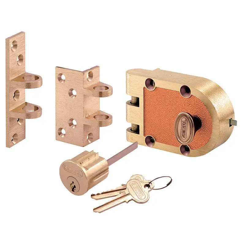 Prime-Line Segal Brushed Brass Solid Brass Key Lock Cylinder - Keyed Differently