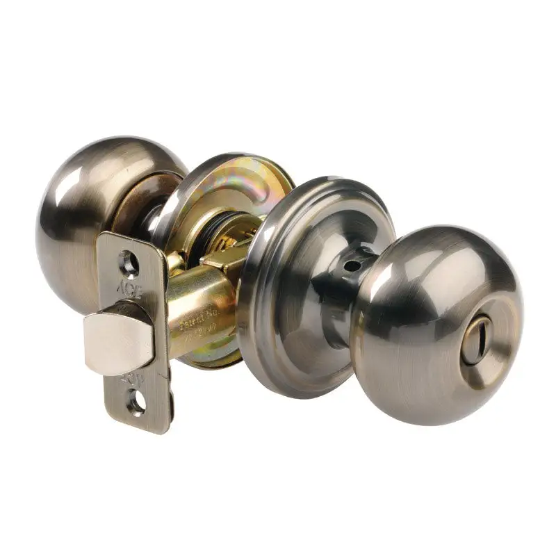 Ace Colonial Antique Brass Knob and Deadbolt Set 1-3/4 - Complete Lock Set