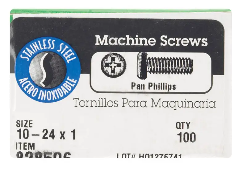 Hillman 10-24 X 1-1/4 Inch Phillips Flat Head Stainless Steel Machine Screws 100 Pack