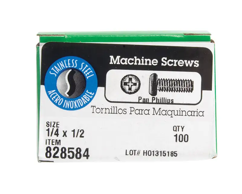Hillman 1/4-20 x 1-1/2 Inch Phillips Flat Head Stainless Steel Machine Screws 100 Pack