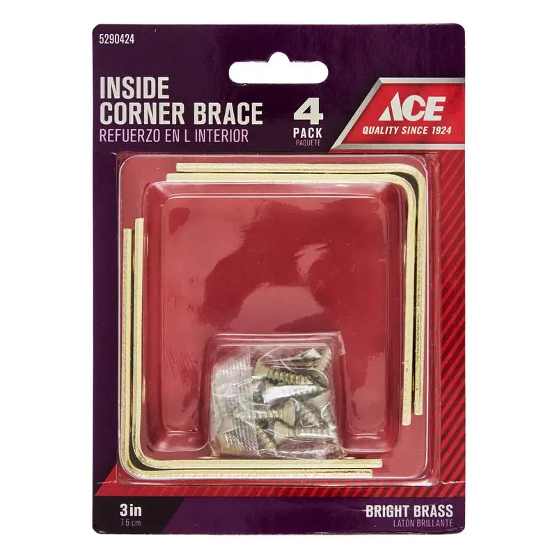 Ace 3 . H X 0.625 . W X .87 . L Zinc Mending Brace Wood and Furniture Repair