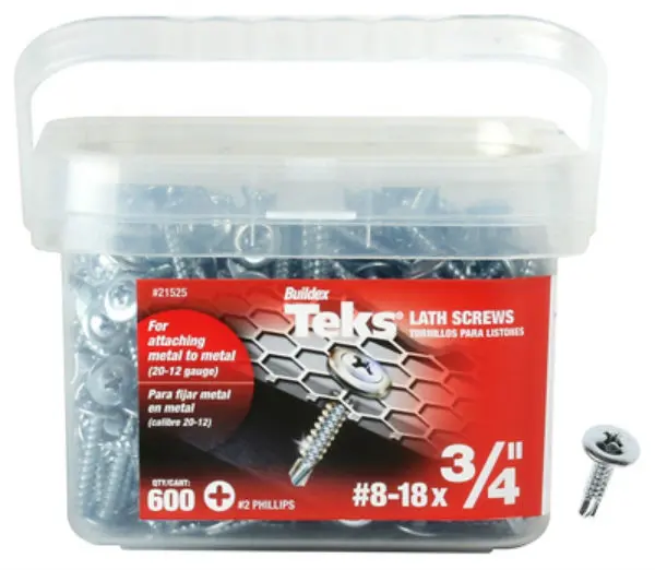 Teks 21525 #8-18 x 3/4" Phillips Head Metal-To-Metal Lath Screws 600 Pack