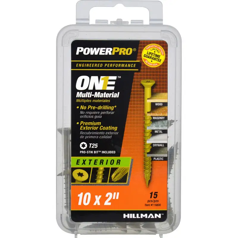 Hillman PowerPro ONE No. 10 X 1-1/2 . L Star Flat Head Multi-Material Screw 15 Pack