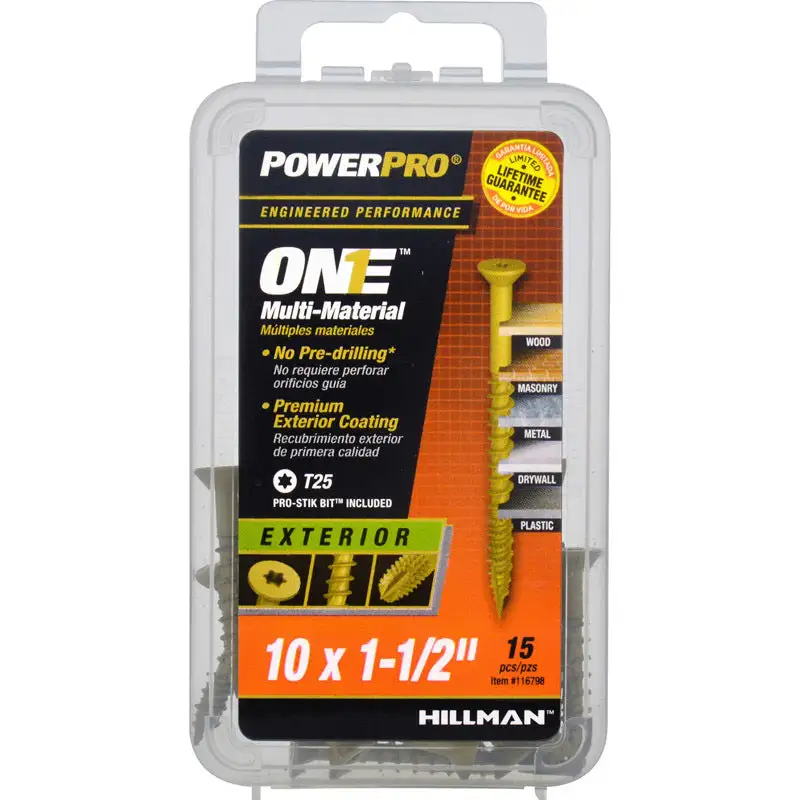 Hillman PowerPro ONE 1/4 . X 3-1/2 . L Star Flat Head Multi-Material Screw 10 Pack