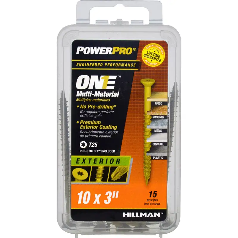 Hillman PowerPro ONE No. 10 X 2 . L Star Flat Head Multi-Material Screw 15 Pack