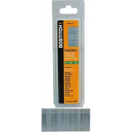 Bostitch SB16-1.50 Flat Angle Finish Nails 16 Gauge 1-1/2 Inch 2500-Pack