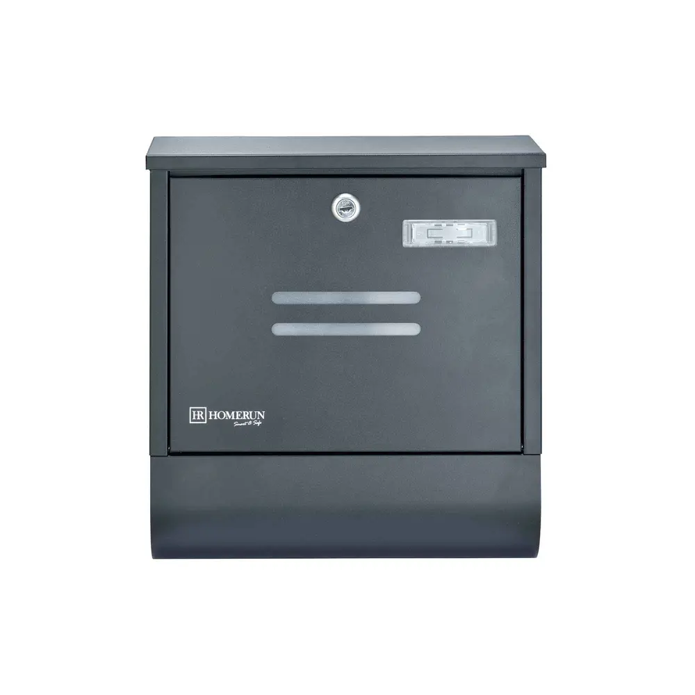 Lockable Wall-Mounted Mailbox Integrated Newspaper Holder, Black