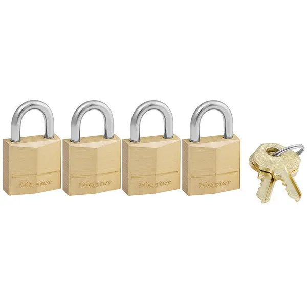 Master Lock 120Q Solid Brass Padlock 3/4 Inch 4-Pack