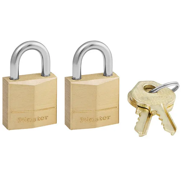 Master Lock 120-T Solid Brass 3-Pin Padlock 3/4 Inch 2-Pack Secure Locking