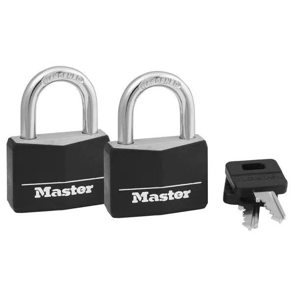 Master Lock 141T Covered Solid Body Padlock 1-9/16 Inch Brass 2-Pack Security