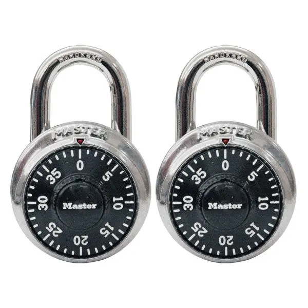 Master Lock 1500T Black Dial Combination Padlock 1-7/8 Inch 2-Pack