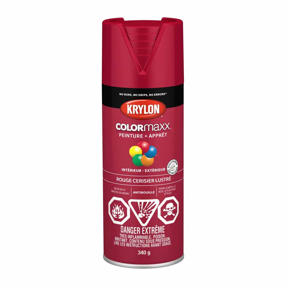 Krylon COLORMAXX Paint + Primer Gloss Cherry Ruby, 340 g