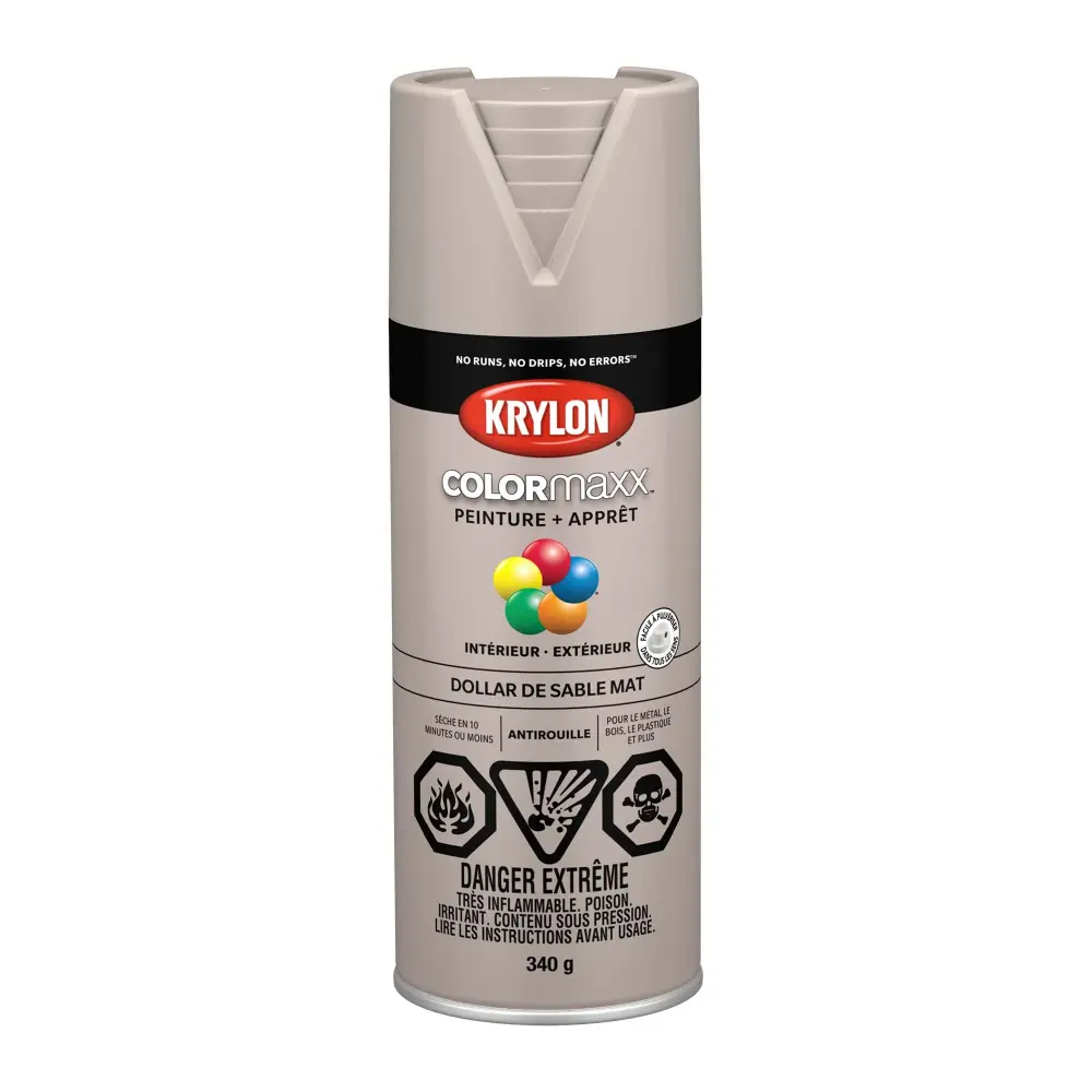 Krylon COLORMAXX Paint + Primer Satin Sand Dollar, 340 g