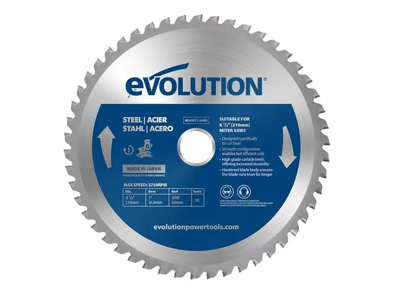 Evolution Mild Stainless Cutting Mitre Saw Blade 210 x 25.4mm x 50T