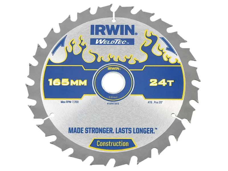 IRWIN Weldtec Wireless Circular Saw Blade 165 X 20Mm X 24T Atb