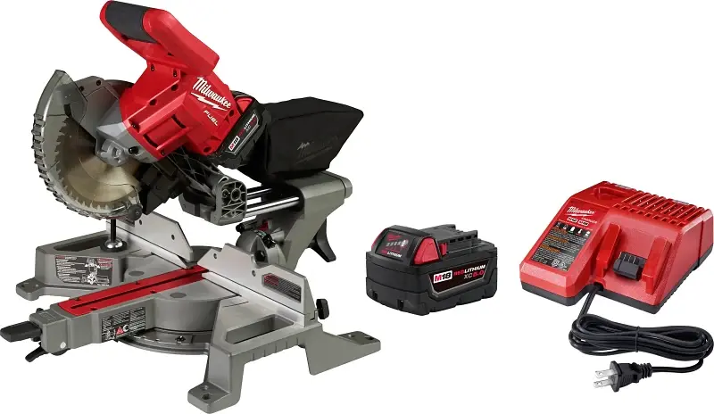 Milwaukee M18 FUEL 2733-21 Miter Saw Kit, Battery, 7-1/4 Dia Blade, 5000 rpm Speed, 48 deg Max Miter Angle