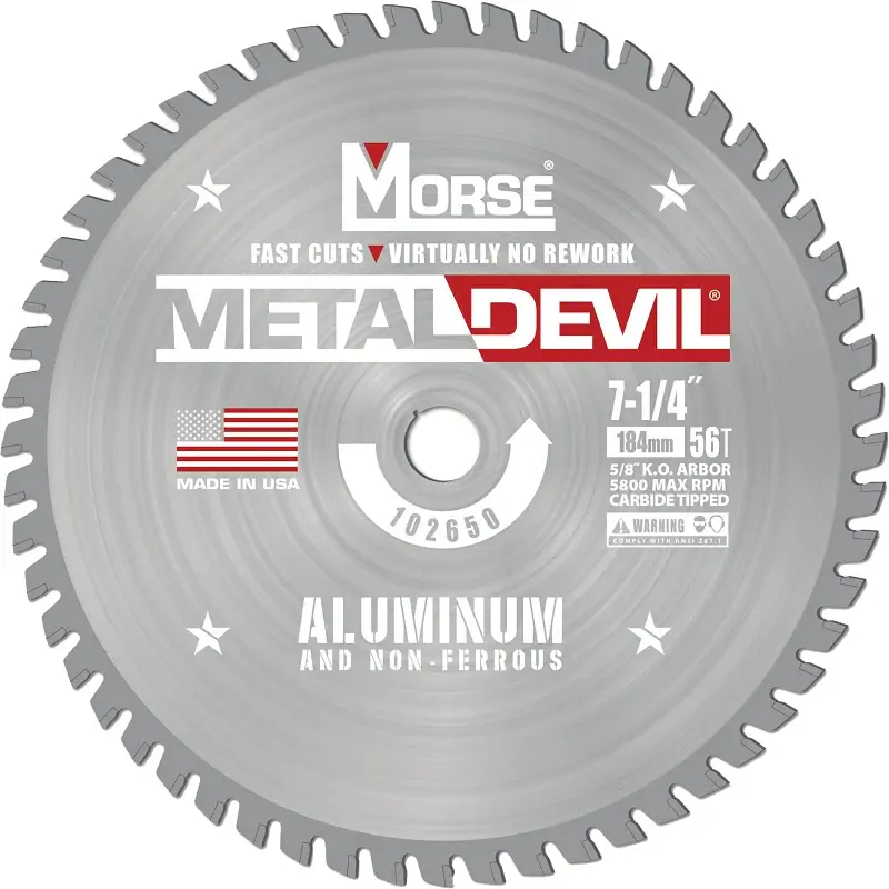 Morse Metal Devil 102650 Circular Saw Blade, 7-1/4 Dia, 5/8 Arbor, 56-Teeth
