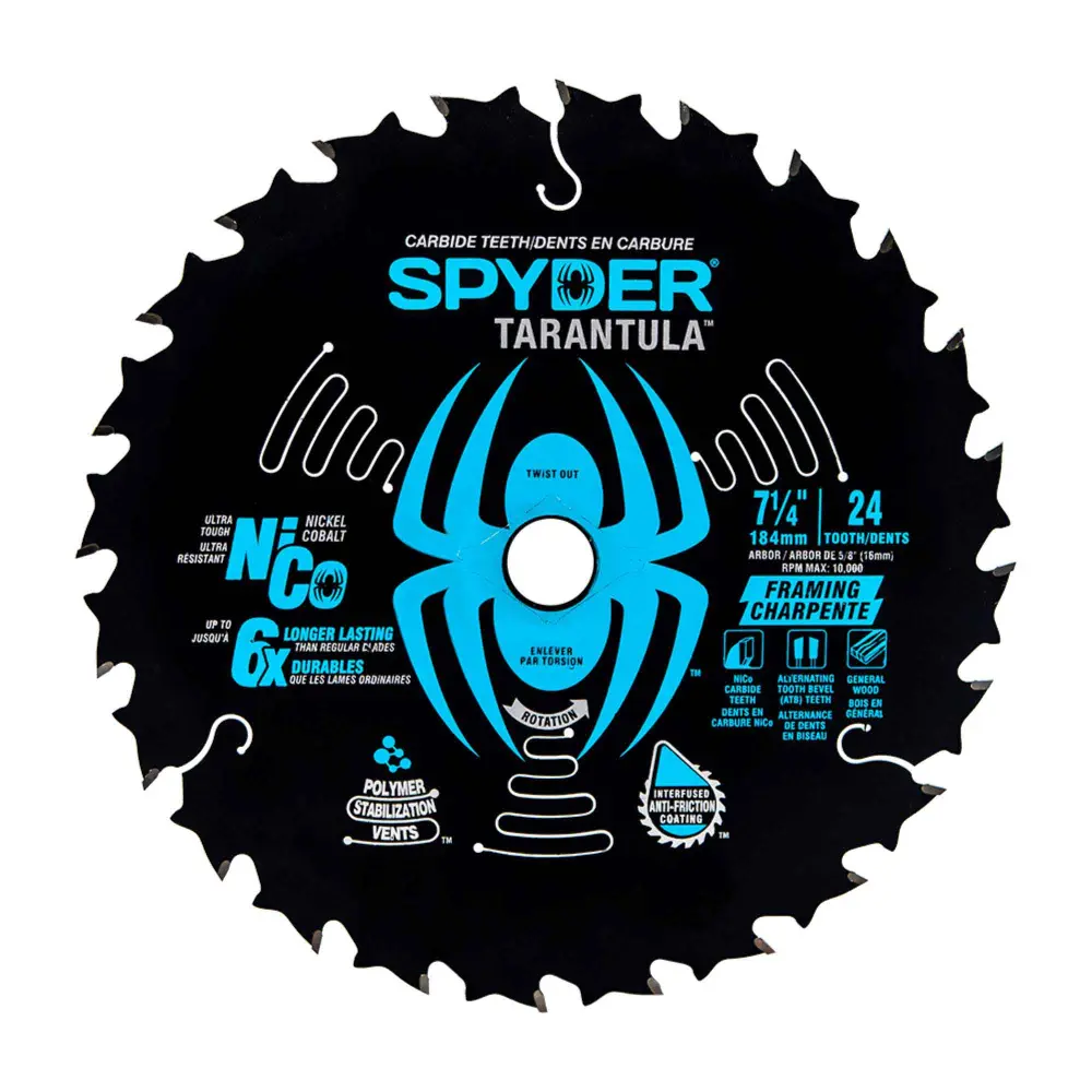 Tarantula Framing Circular Saw Blade 24 Teeth Tungsten Carbide-Tipped Alloy, 7-1/4"
